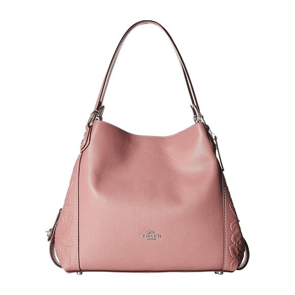 Coach Edie 31 Dusty Rose Shoulder Bag Tea Rose Leather Floral Handbag Purse NEW - Picture 1 of 4